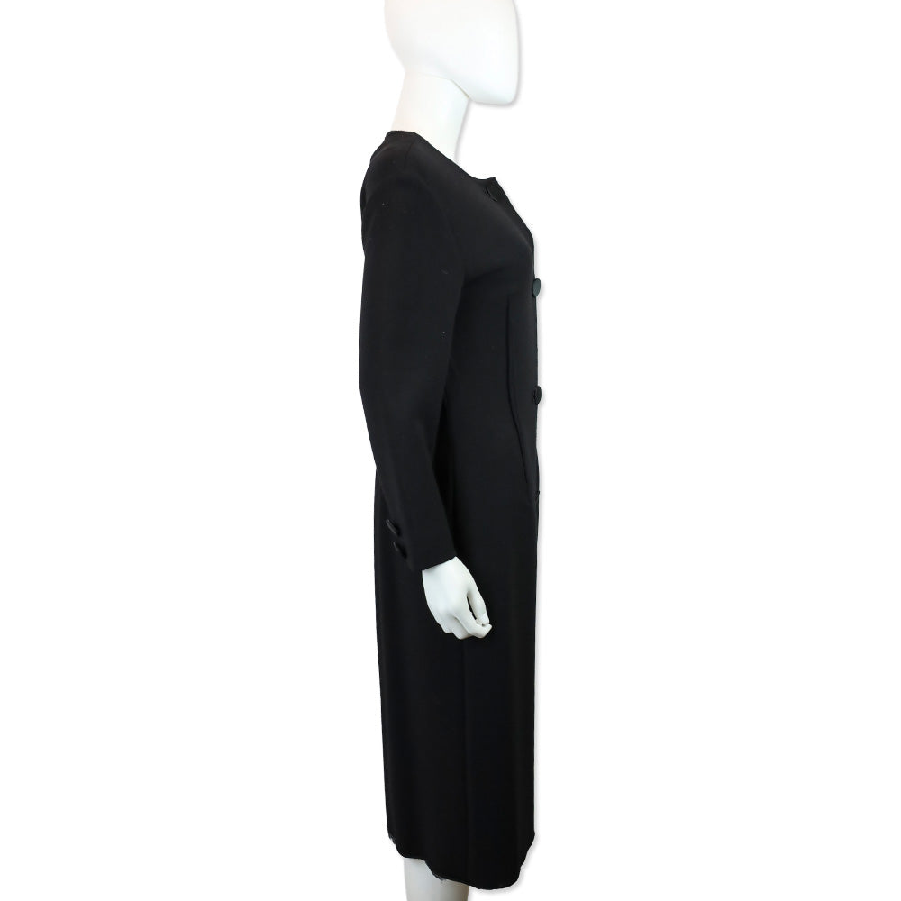 Lanvin Black Wool-Blend Collarless Coat