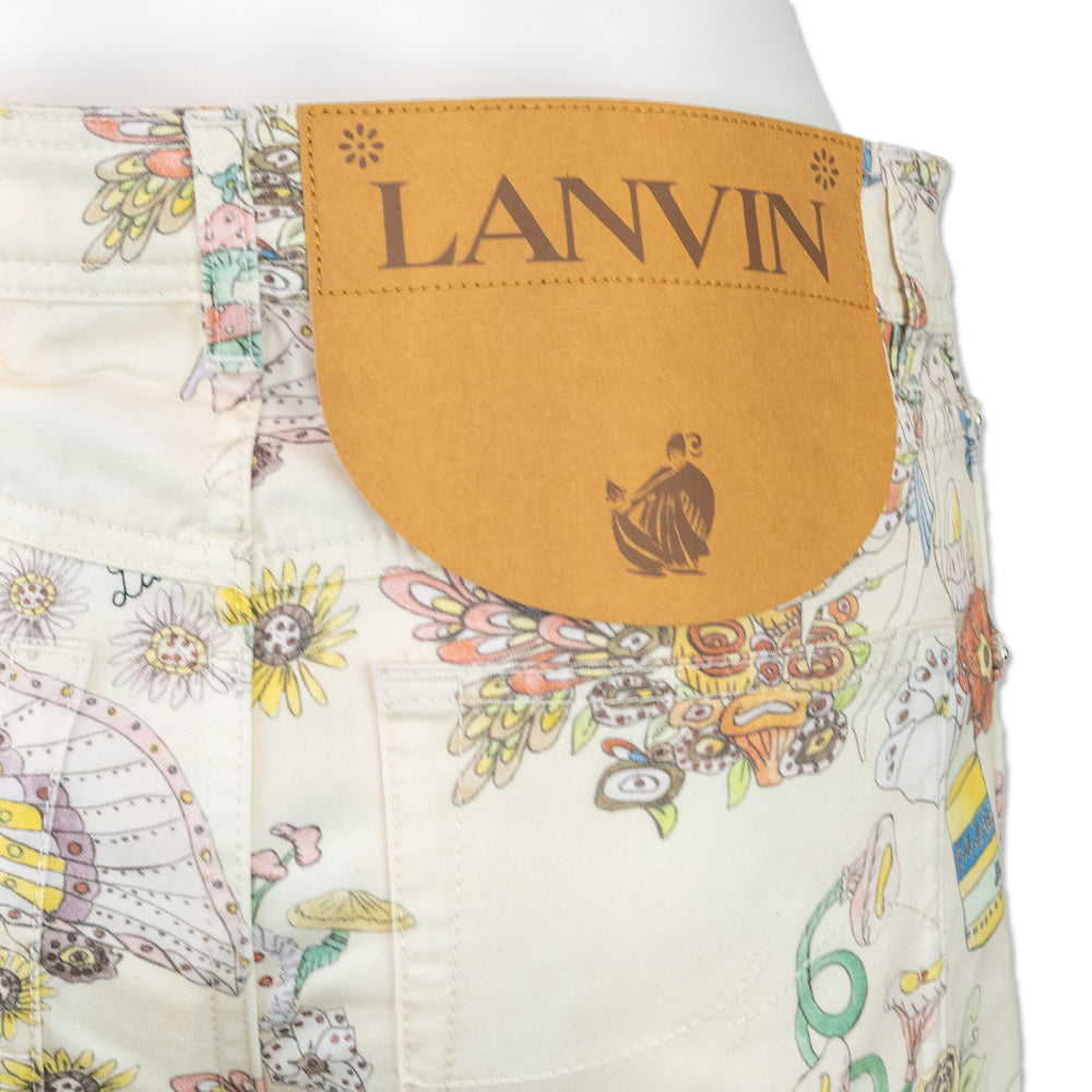 Lanvin Ecru Mushroom Print Denim Jeans