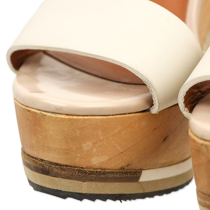 Lanvin Two-Tone Leather Ankle-Strap Wood Espadrille Wedge Sandal