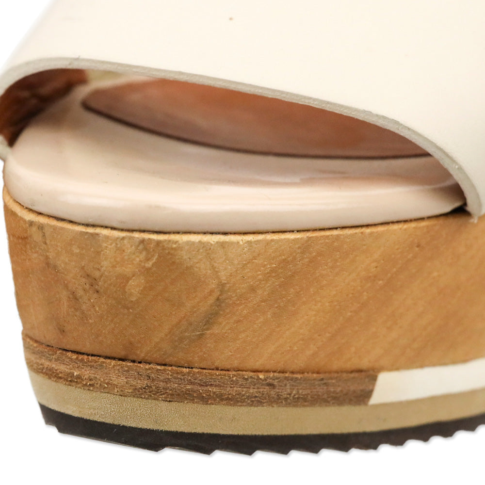 Lanvin Two-Tone Leather Ankle-Strap Wood Espadrille Wedge Sandal