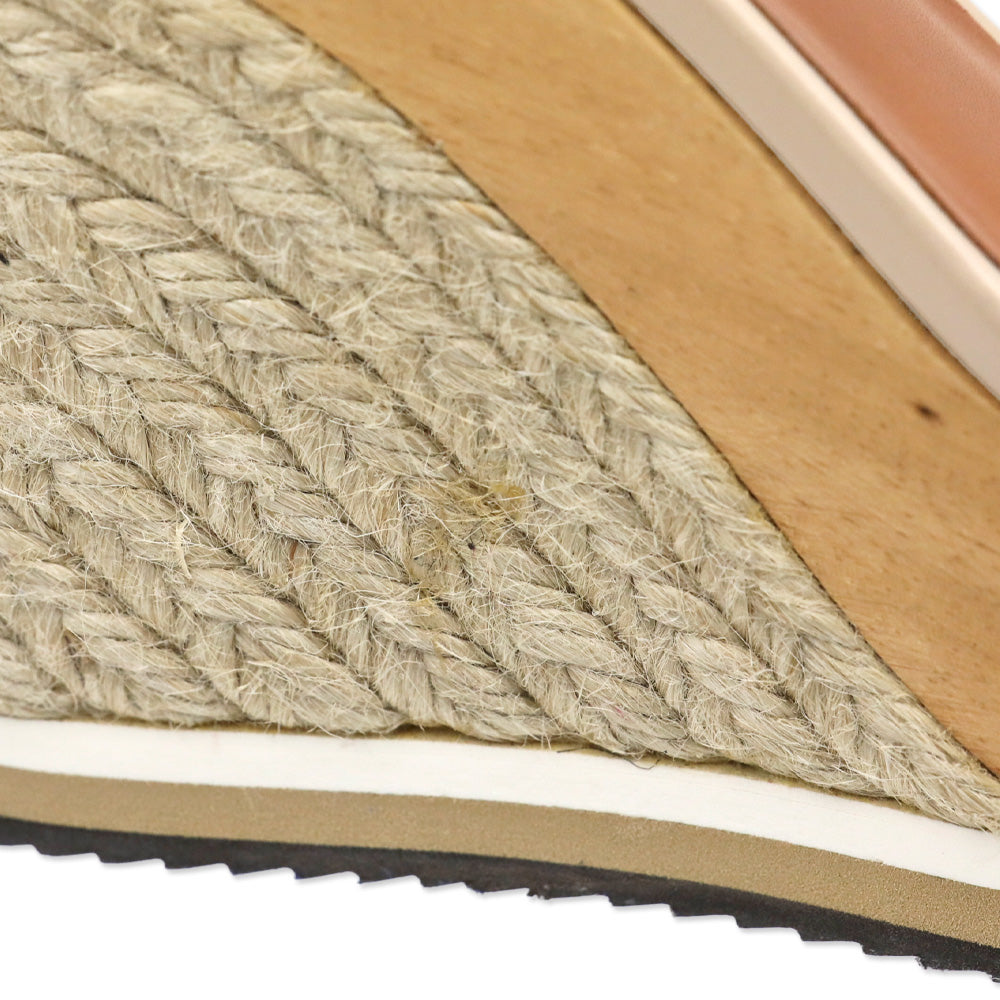 Lanvin Two-Tone Leather Ankle-Strap Wood Espadrille Wedge Sandal