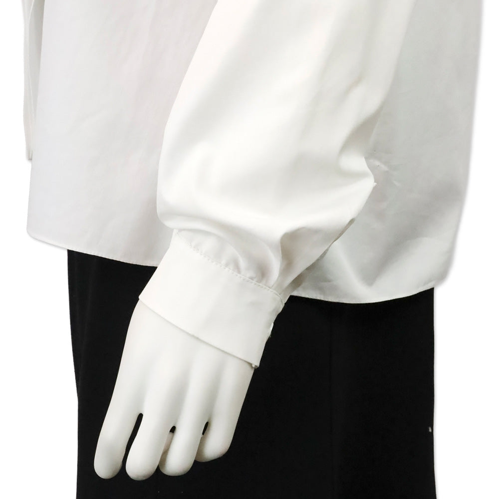 Lanvin White Ruffle Button Front Silk Shirt