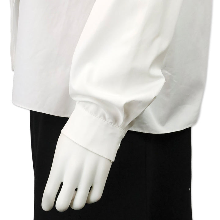 Lanvin White Ruffle Button Front Silk Shirt