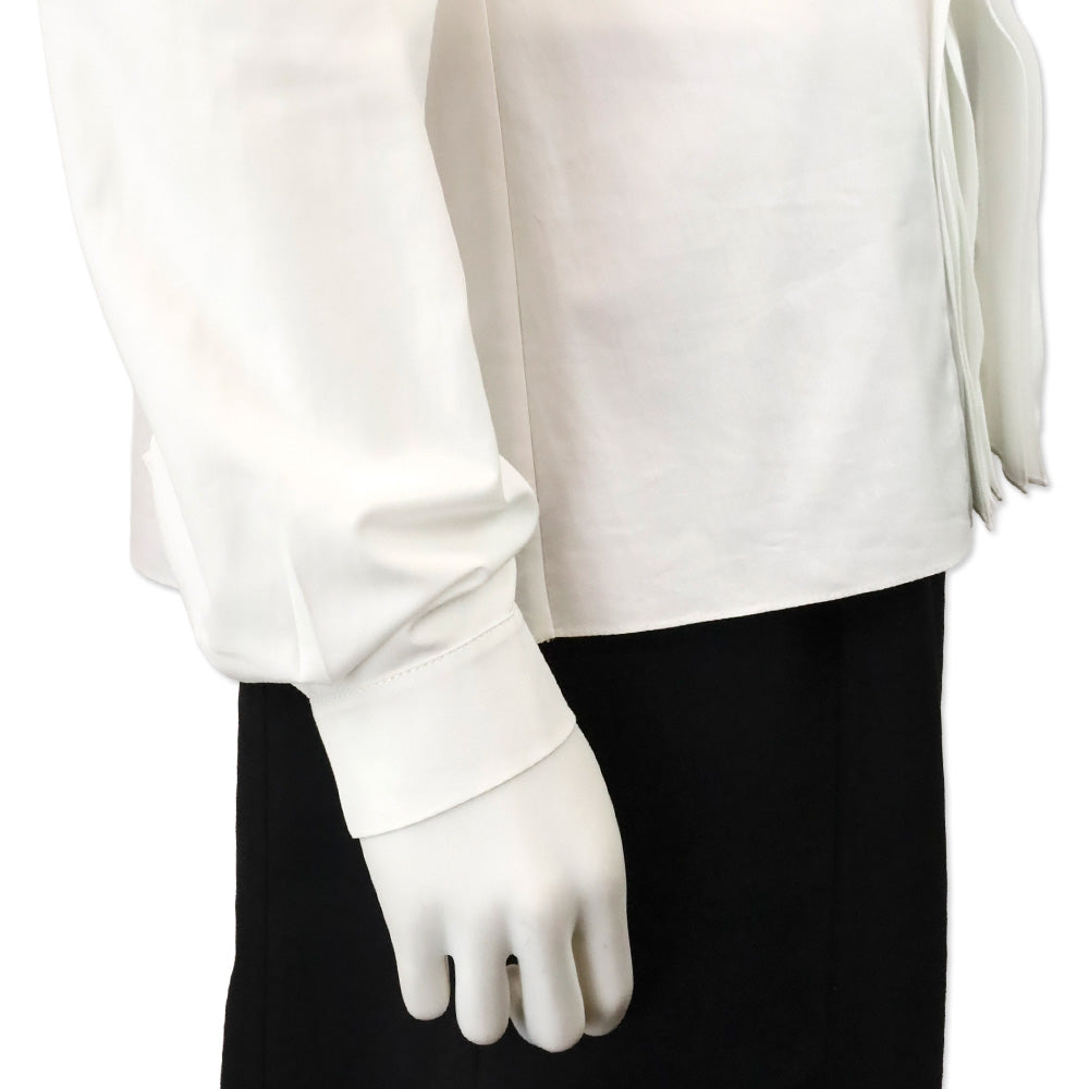 Lanvin White Ruffle Button Front Silk Shirt