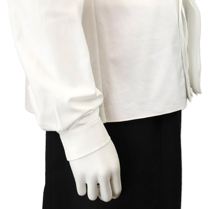 Lanvin White Ruffle Button Front Silk Shirt