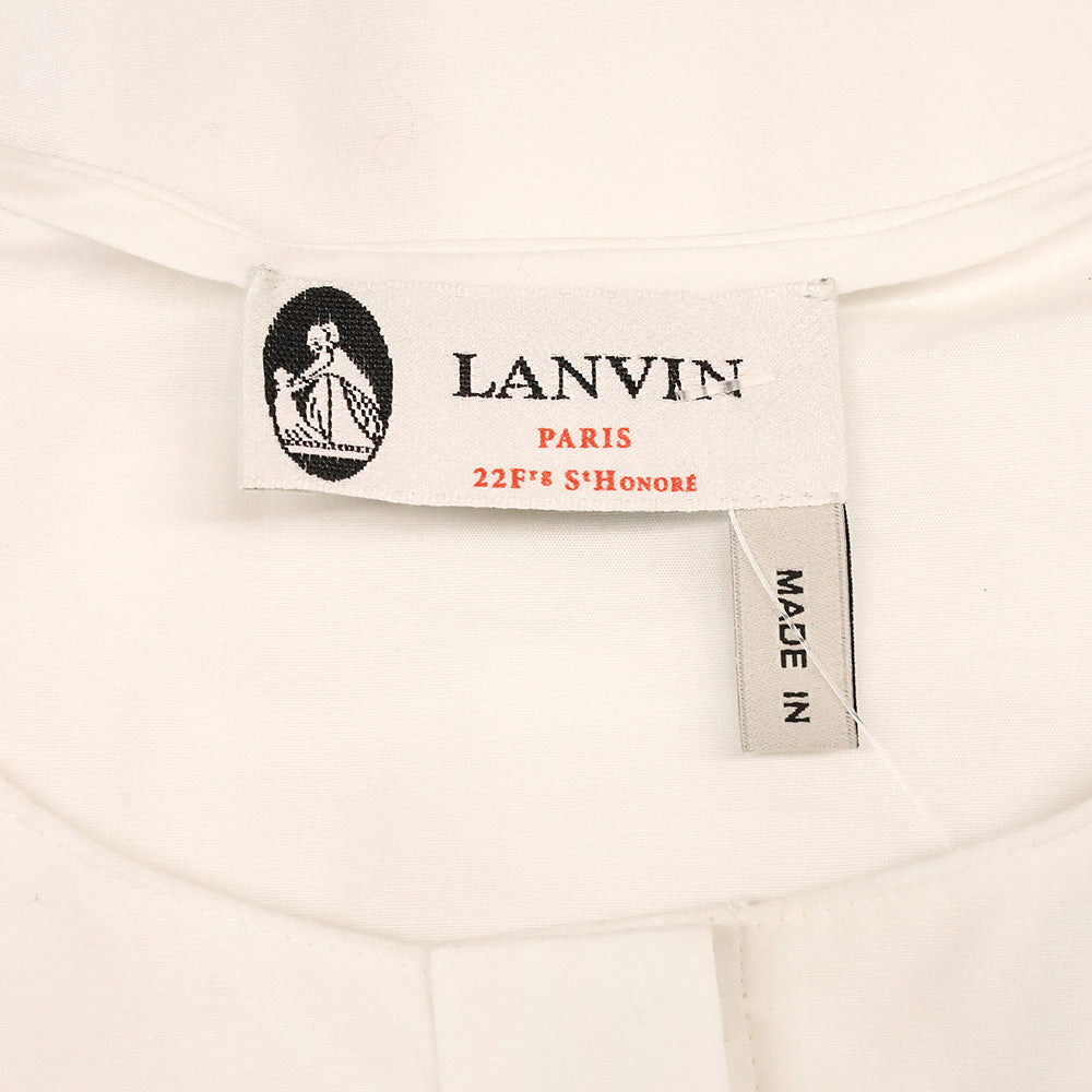 Lanvin White Ruffle Button Front Silk Shirt