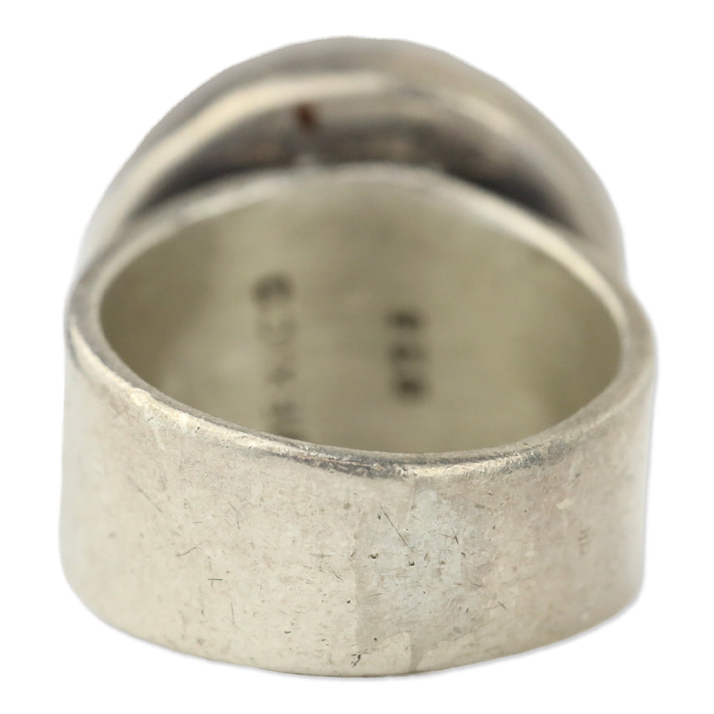 Large Black Circle Stone Sterling Silver Ring