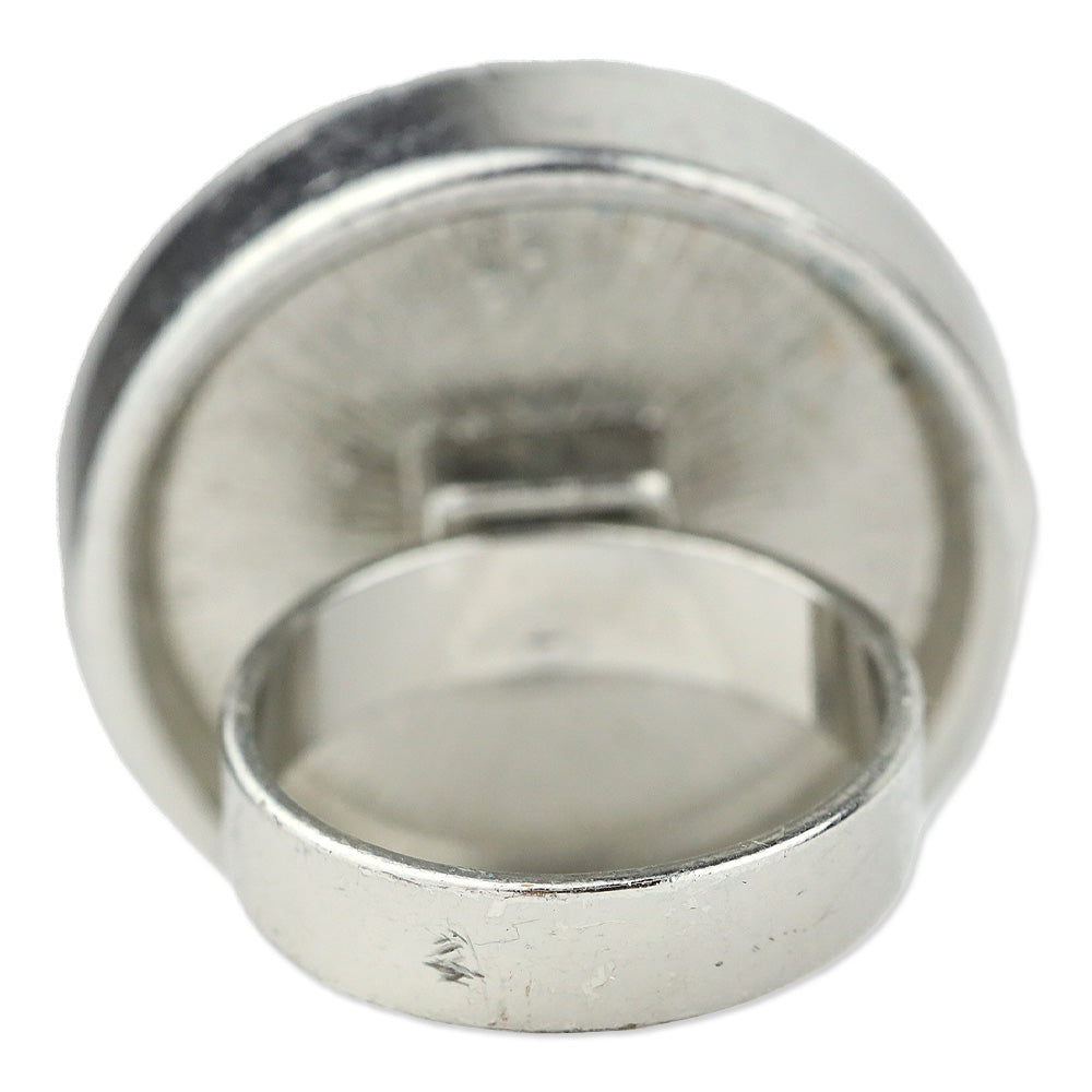 Large Blue Domed Circle Stone Silver-Tone Ring