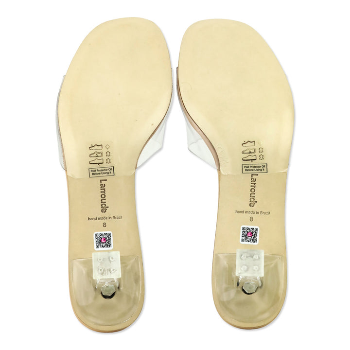 Larroudé Vivi Lucite Low Slide Sandals
