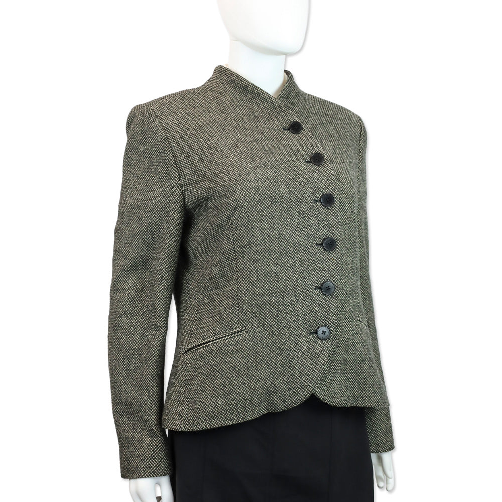 Lauren Ralph Lauren Houndstooth Tweed Asymmetrical Button Jacket