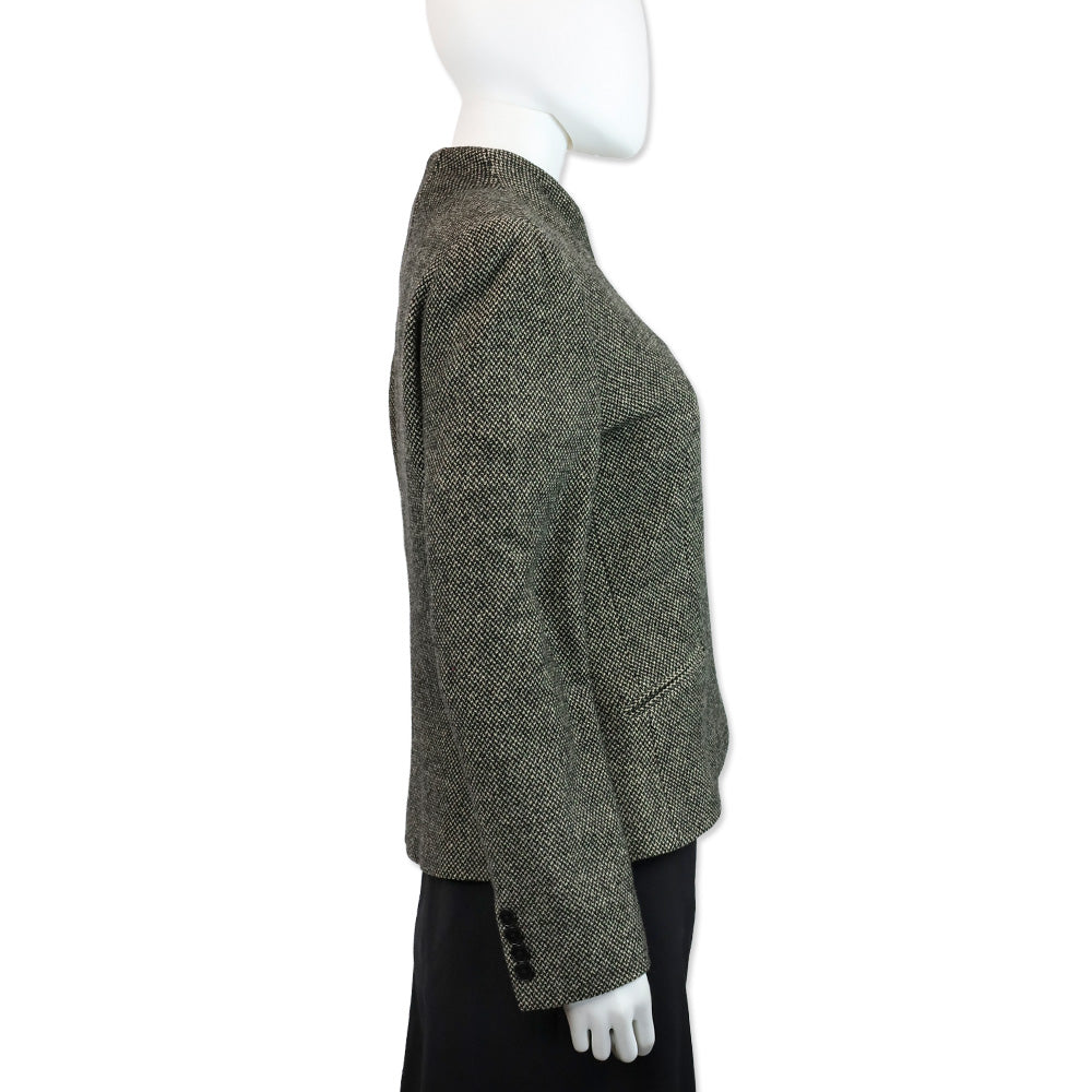 Lauren Ralph Lauren Houndstooth Tweed Asymmetrical Button Jacket