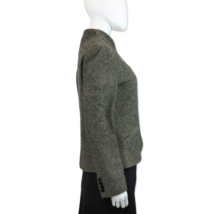 Lauren Ralph Lauren Houndstooth Tweed Asymmetrical Button Jacket