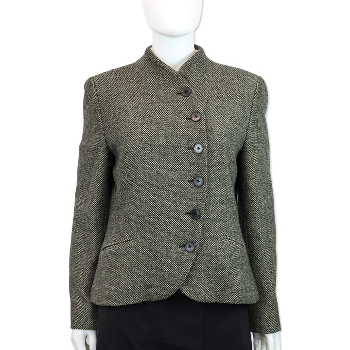 Lauren Ralph Lauren Houndstooth Tweed Asymmetrical Button Jacket