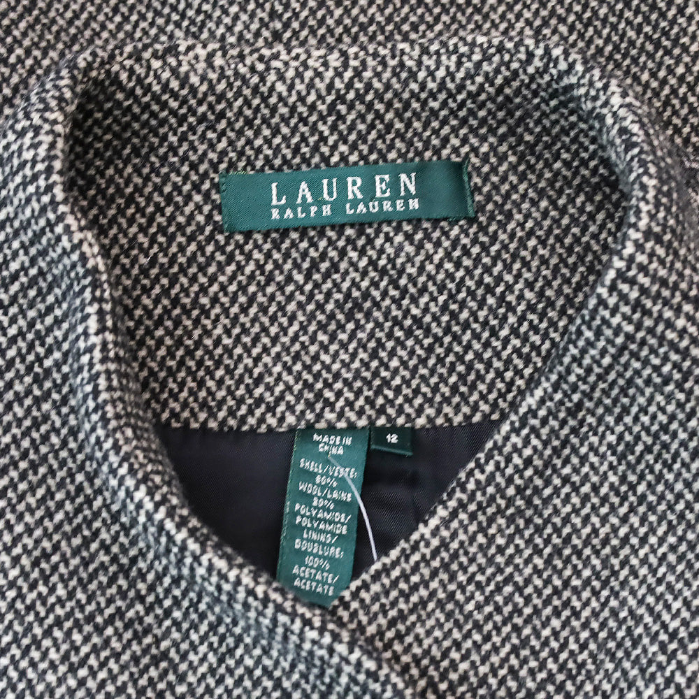 Lauren Ralph Lauren Houndstooth Tweed Asymmetrical Button Jacket