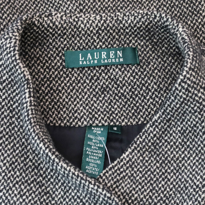 Lauren Ralph Lauren Houndstooth Tweed Asymmetrical Button Jacket