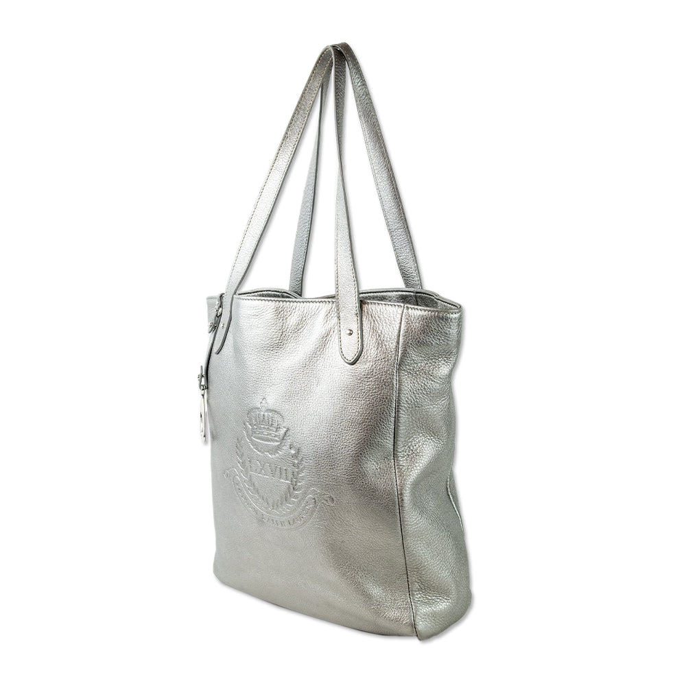 Lauren Ralph Lauren Silver Embossed Leather Tote