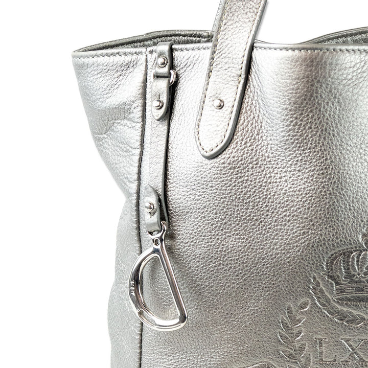 Lauren Ralph Lauren Silver Embossed Leather Tote