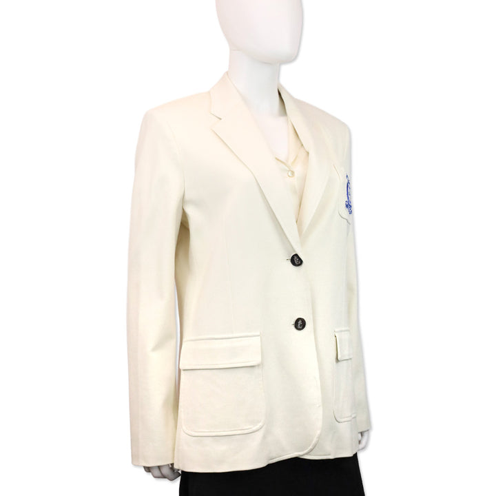 Lauren Ralph Lauren White Crest-Patch Ponte Blazer