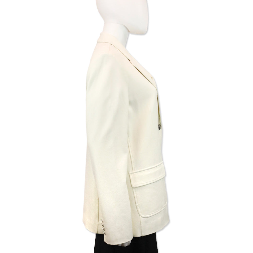Lauren Ralph Lauren White Crest-Patch Ponte Blazer