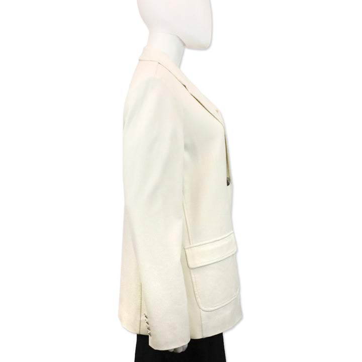 Lauren Ralph Lauren White Crest-Patch Ponte Blazer