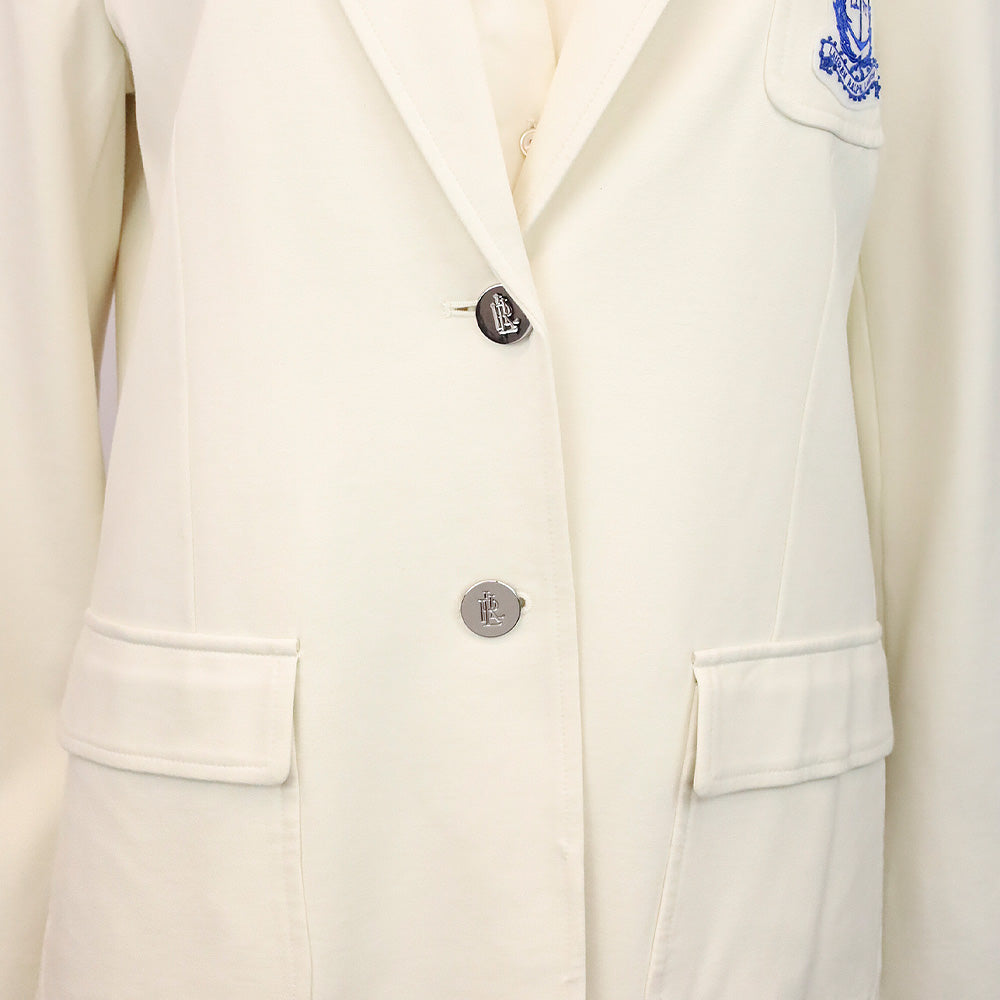 Lauren Ralph Lauren White Crest-Patch Ponte Blazer