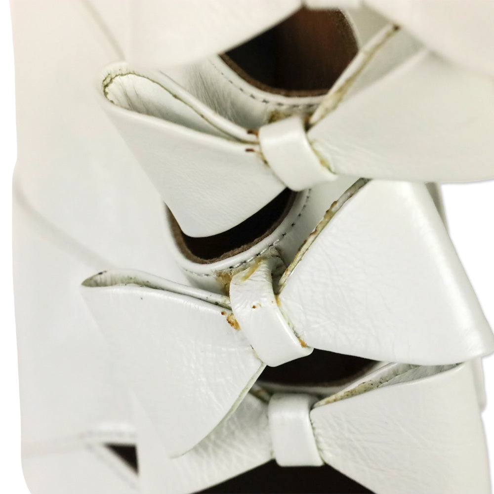 Laurence Dacade Silda White Leather Cutout Bow-Front Booties