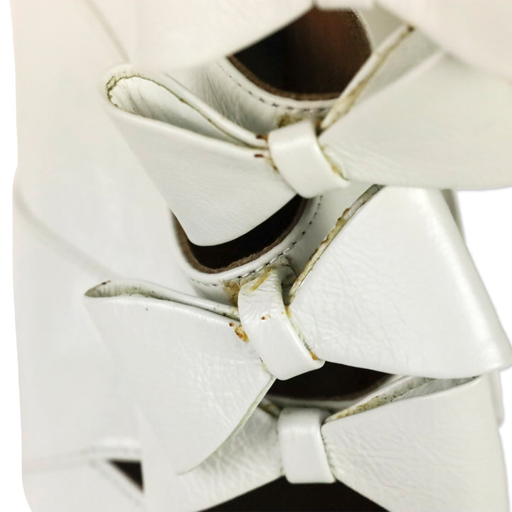 Laurence Dacade Silda White Leather Cutout Bow-Front Booties
