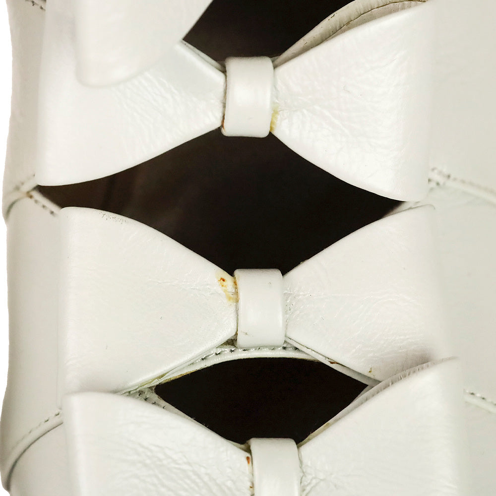 Laurence Dacade Silda White Leather Cutout Bow-Front Booties