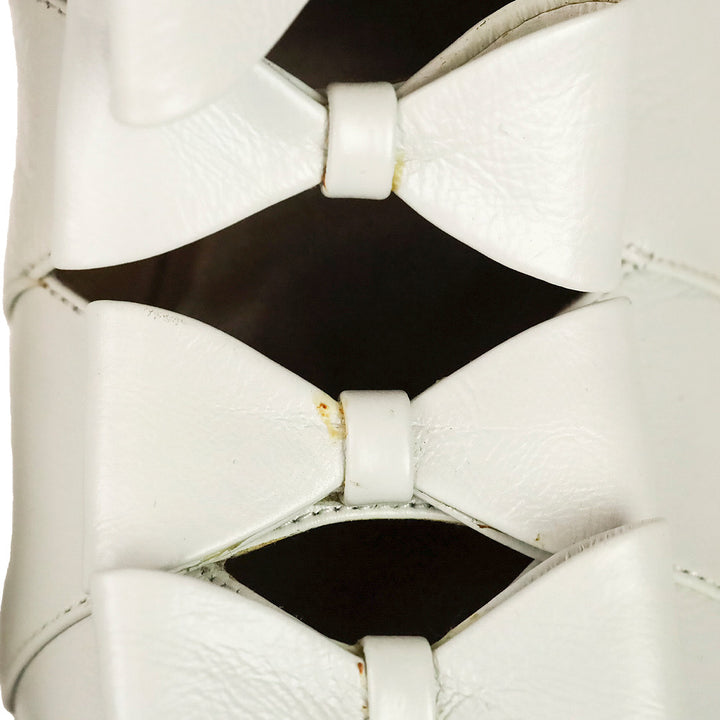 Laurence Dacade Silda White Leather Cutout Bow-Front Booties