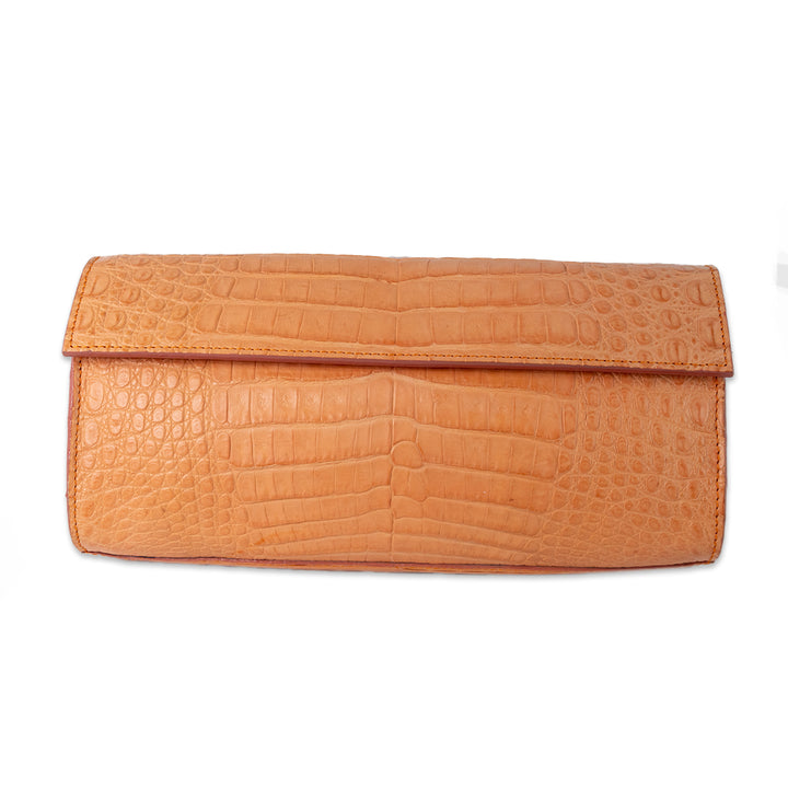 Laurent Effel Orange Alligator Clutch