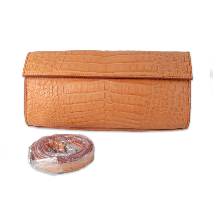 Laurent Effel Orange Alligator Clutch