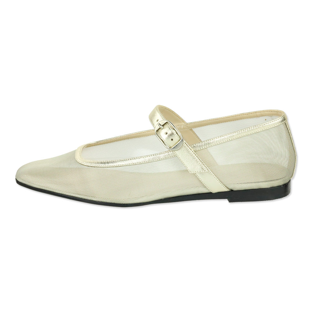 Le Monde Béryl Gold Mesh Ballet Mary Jane Flat
