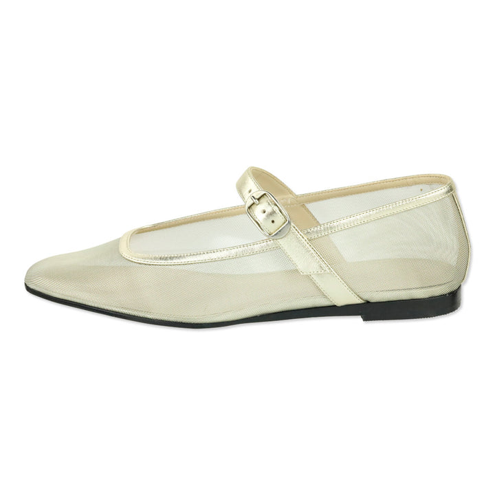 Le Monde Béryl Gold Mesh Ballet Mary Jane Flat