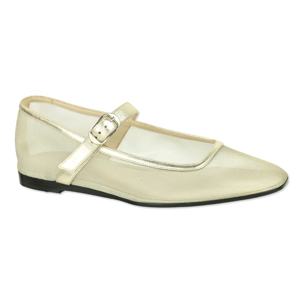 Le Monde Béryl Gold Mesh Ballet Mary Jane Flat