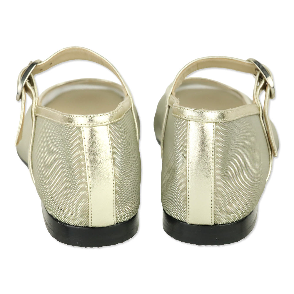 Le Monde Béryl Gold Mesh Ballet Mary Jane Flat