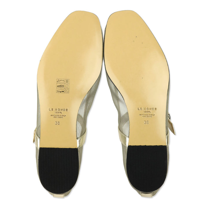 Le Monde Béryl Gold Mesh Ballet Mary Jane Flat