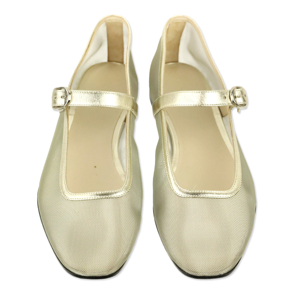 Le Monde Béryl Gold Mesh Ballet Mary Jane Flat