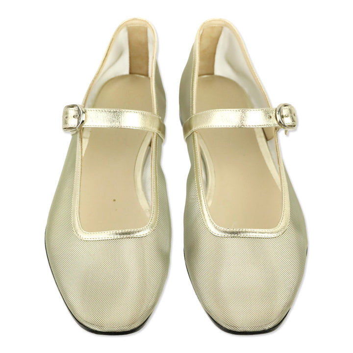 Le Monde Béryl Gold Mesh Ballet Mary Jane Flat