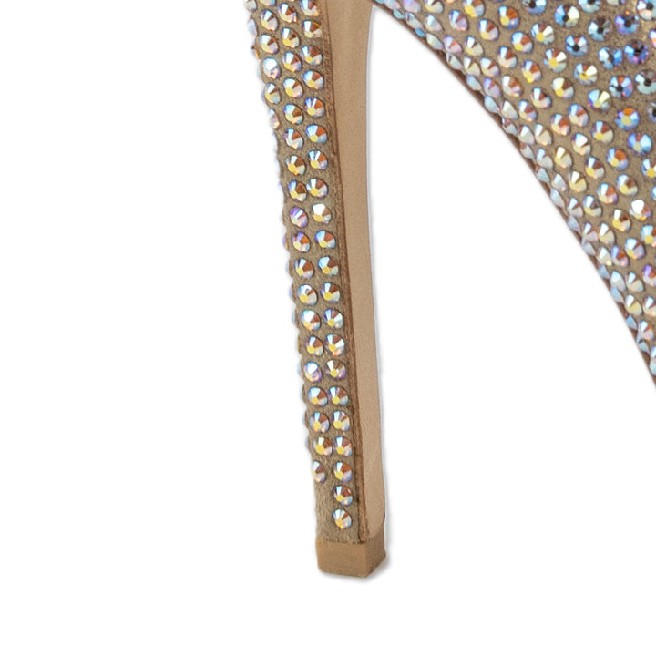 Le Silla Bronze Glitter Suede Crystal Pumps