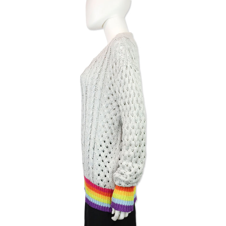 Le Superbe Silver Lining Sinbad Cotton Cashmere Cable Knit Sweater