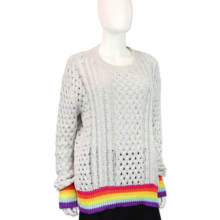 Le Superbe Silver Lining Sinbad Cotton Cashmere Cable Knit Sweater