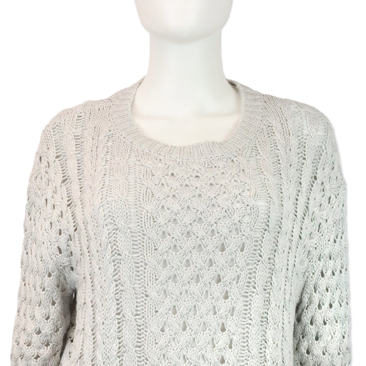 Le Superbe Silver Lining Sinbad Cotton Cashmere Cable Knit Sweater