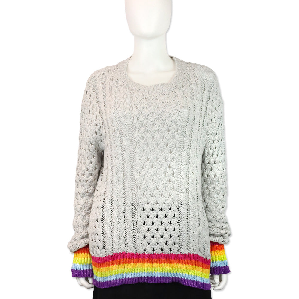 Le Superbe Silver Lining Sinbad Cotton Cashmere Cable Knit Sweater