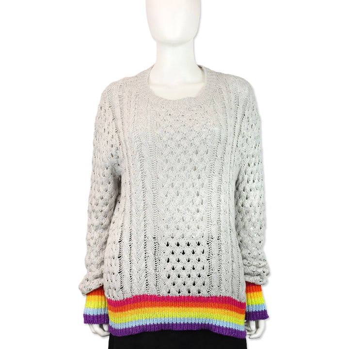 Le Superbe Silver Lining Sinbad Cotton Cashmere Cable Knit Sweater
