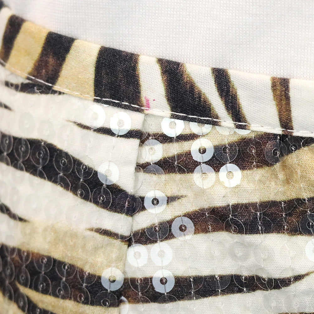 Le Superbe Tiger Printed Cotton Sequin Midi Skirt