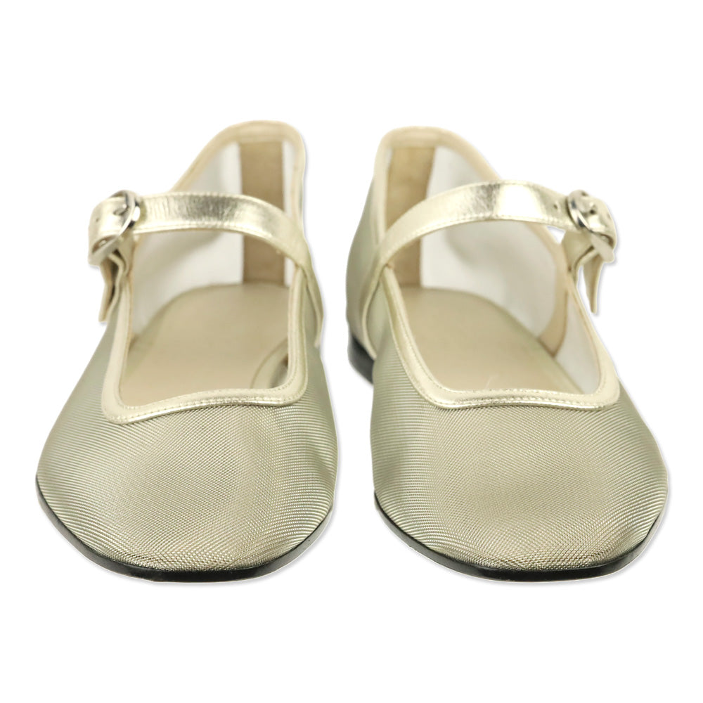 Le Monde Béryl Gold Mesh Ballet Mary Jane Flat