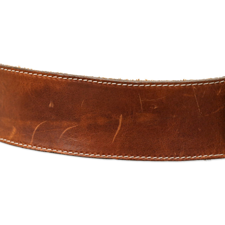 Leatherock Inc. Brown Studded Leather Belt with Gunmetal O Ring