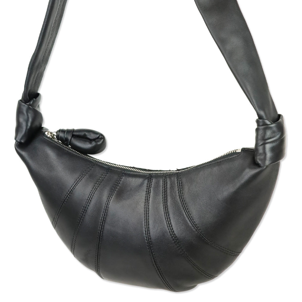 Lemaire Black Nappa Leather Small Croissant Bag