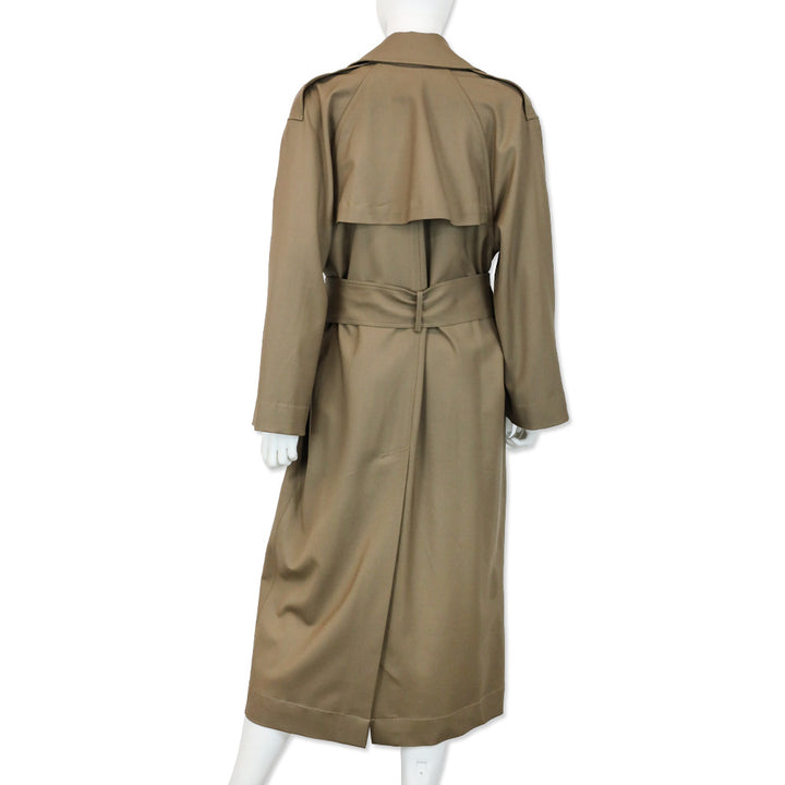 Leset Jane Brown Wool-Blend Twill Double-Breasted Belted Trench Coat