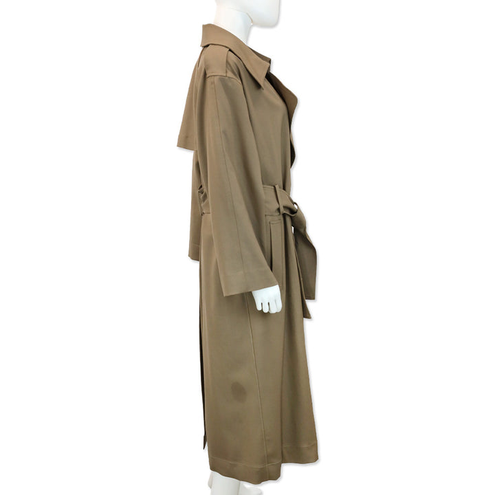 Leset Jane Brown Wool-Blend Twill Double-Breasted Belted Trench Coat